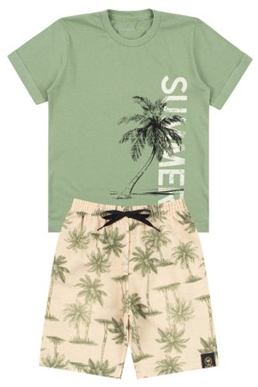 Conjunto Infantil Masculino Meia Malha/Moletinho Sublimado Summer - Moda Love