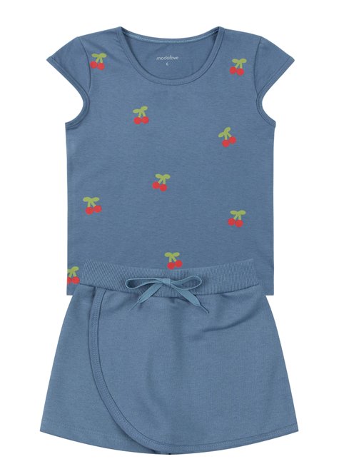 conjunto infantil feminino meia malhamoletinho cerejas moda love