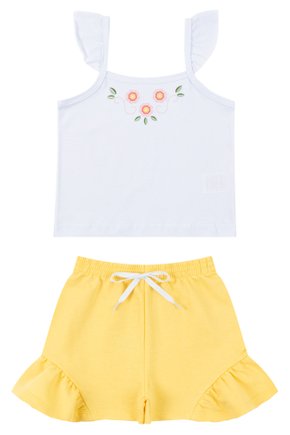 Conjunto Infantil Feminino Meia Malha/Moletinho Florzinhas - Moda Love