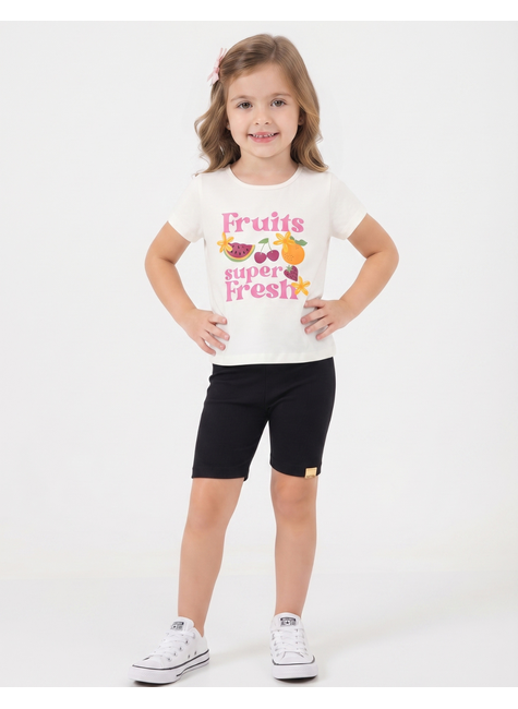 conjunto infantil feminino meia malharibana canelada fruits menina doce 3