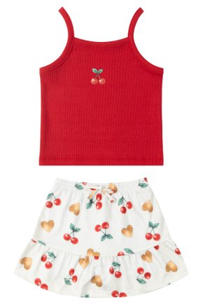 Conjunto Infantil Feminino Ribana Canelada/Suplex Sublimado Cherry - Moda Love
