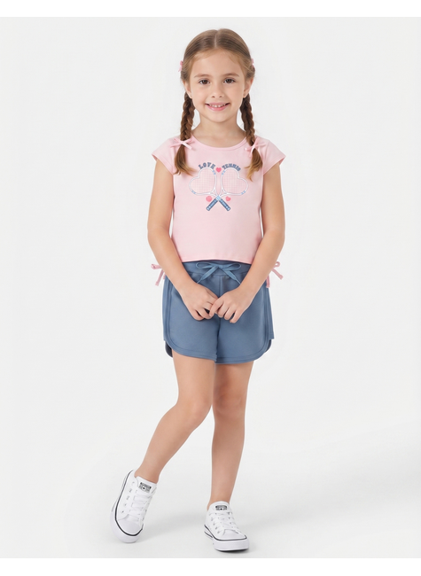 conjunto infantil feminino meia malhamoletinho love tennis moda love