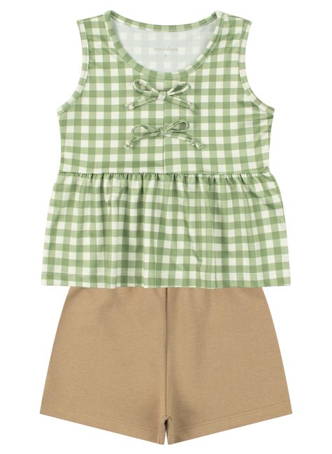 conjunto infantil feminino suplex sublimadomoletinho xadrez moda love