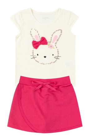 Conjunto Infantil Feminino Meia Malha/Moletinho Rabbit - 