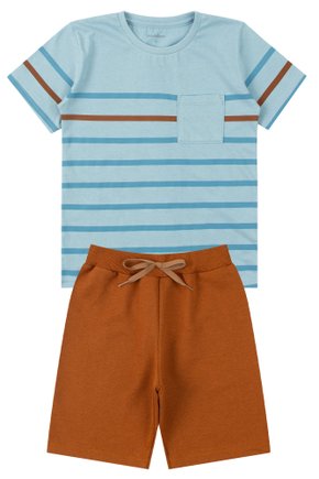 Conjunto Infantil Masculino Meia Malha/Moletinho Listras - Moda Love