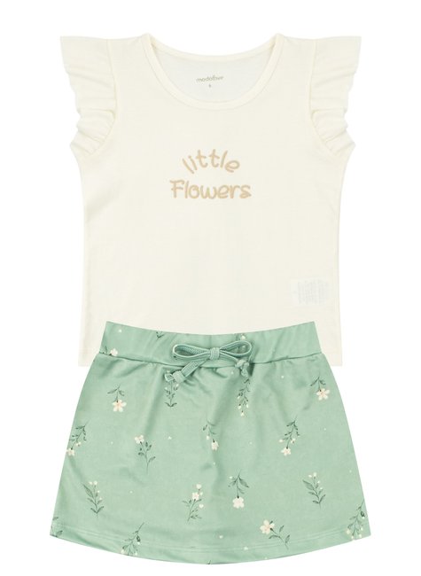 conjunto infantil feminino meia malhasuplex sublimado little flowers moda love