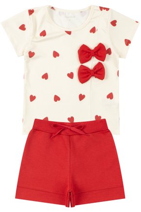 Conjunto Infantil Feminino Suplex Sublimado/Moletinho Corações - Moda Love