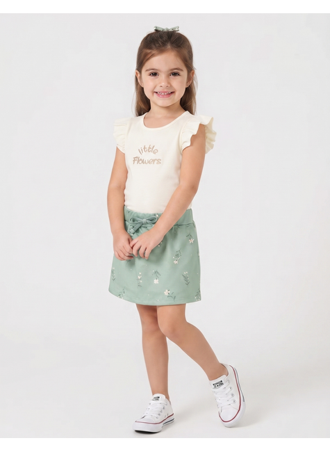 conjunto infantil feminino meia malhasuplex sublimado little flowers moda love