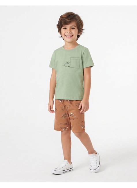 conjunto infantil masculino meia malhamoletinho sublimado dinos moda love