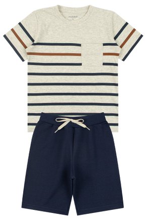 Conjunto Infantil Masculino Meia Malha/Moletinho Listras - Moda Love