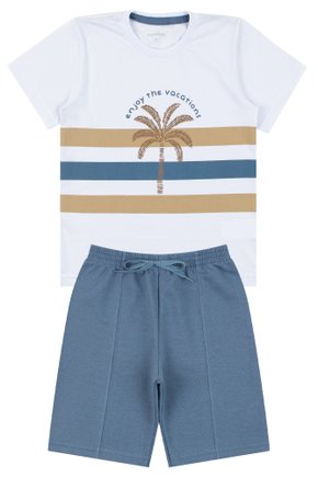 Conjunto Infantil Masculino Meia Malha/Moletinho Vacations - Moda Love