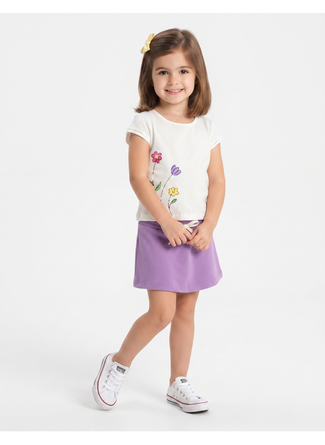 conjunto infantil feminino meia malhamoletinho flowers moda love