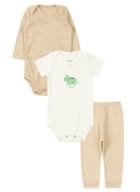 kit body bebe 3 pecas suedine dinos moda love