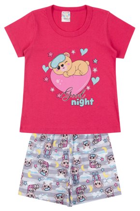 Pijama Infantil Feminino Meia Malha/Meia Malha Poliéster Sublimada Good Night - Primo's Gueda