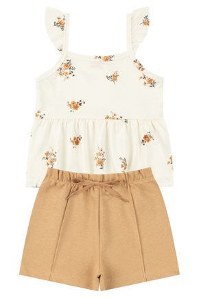 Conjunto Infantil Feminino Suplex Sublimado/Moletinho Florzinhas - Moda Love