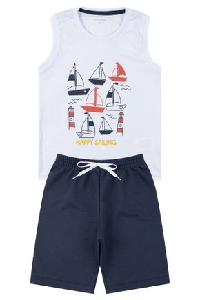 Conjunto Infantil Masculino Meia Malha/Moletinho Happy Sailing - Mino's