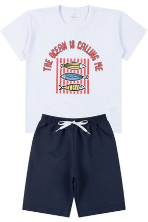 Conjunto Infantil Masculino Meia Malha/Moletinho Ocean - Moda Love