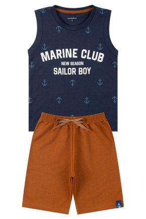 Conjunto Infantil Masculino Meia Malha/Moletinho Marine Club - Mino's
