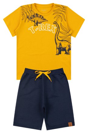 Conjunto Infantil Masculino Meia Malha/Moletinho T-Rex - Mino's