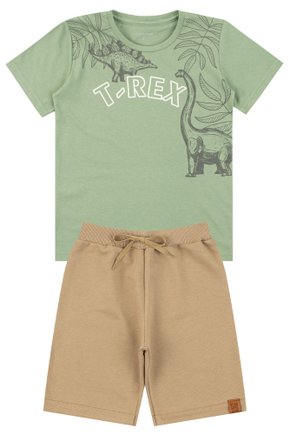 Conjunto Infantil Masculino Meia Malha/Moletinho T-Rex - Mino's
