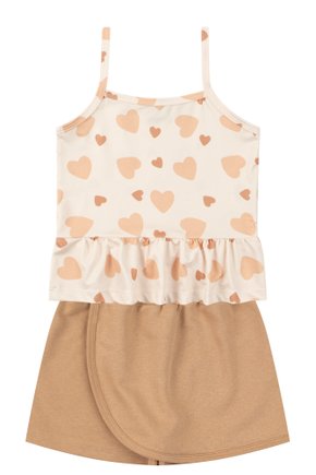 Conjunto Infantil Feminino Suplex Sublimado/Moletinho Corações - Moda Love