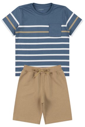 Conjunto Infantil Masculino Meia Malha/Moletinho Listras - Moda Love