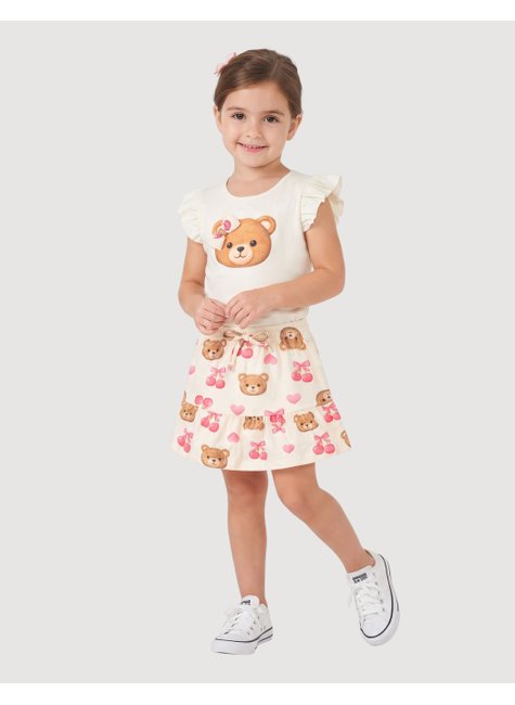 conjunto infantil feminino meia malhasuplex sublimado ursinha moda love