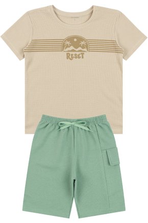 Conjunto Infantil Masculino Malha Waffle/Moletinho Reset - Moda Love