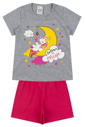 Pijama Infantil Feminino Meia Malha Magic - Primo's Gueda