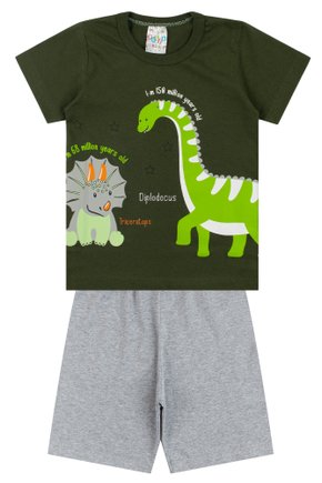 Pijama Infantil Masculino Meia Malha Dinos - Primo's Gueda