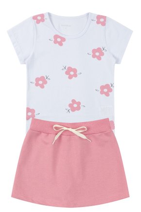 Conjunto Infantil Feminino Meia Malha/Moletinho Flowers - Menina Doce