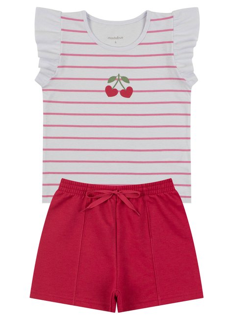 conjunto infantil feminino meia malhamoletinho cerejas moda love 6