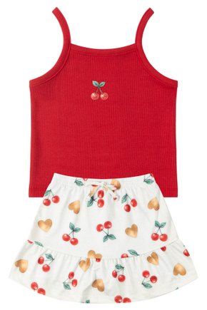 Conjunto Infantil Feminino Ribana Canelada/Suplex Sublimado Cherry - Moda Love