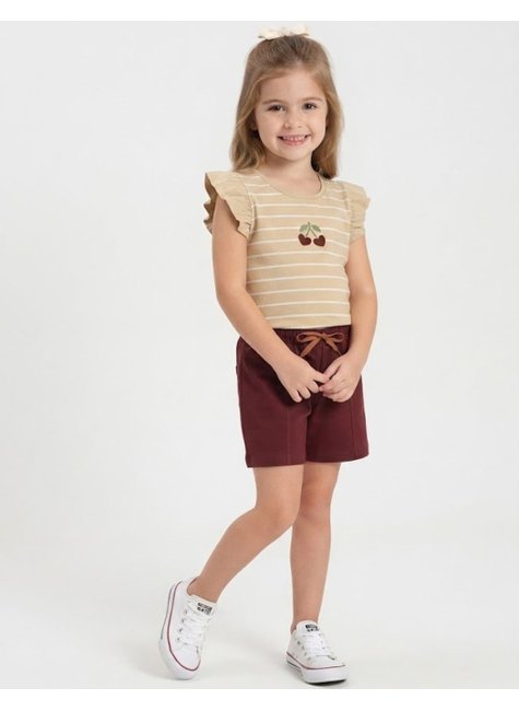 conjunto infantil feminino meia malhamoletinho cerejas moda love