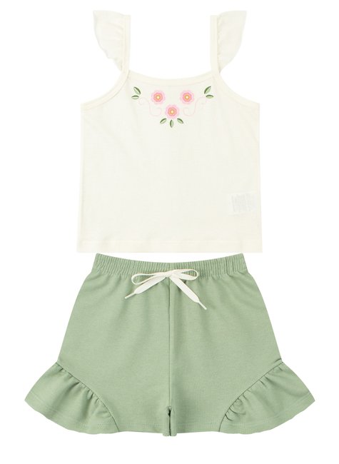conjunto infantil feminino meia malhamoletinho florzinhas moda love