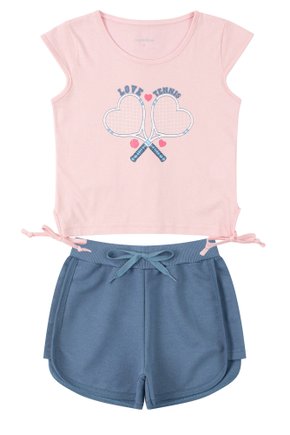 Conjunto Infantil Feminino Meia Malha/Moletinho Love Tennis - Moda Love