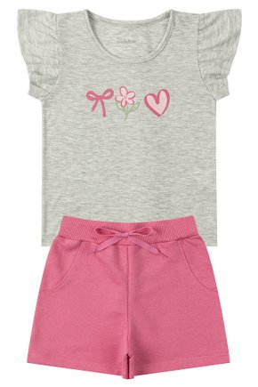 Conjunto Infantil Feminino Meia Malha/Moletinho Delicada - Moda Love