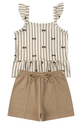 Conjunto Infantil Feminino Suplex Sublimado/Moletinho Lacinhos - Moda Love